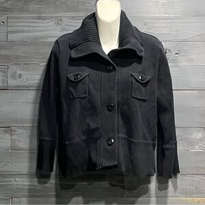 EVIE Black Utility Jacket Casual Button-Up Style Size Large